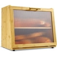 thumbnail image 1 of Double Layer Bamboo Bread Box for Kitchen Countertop, Bread Storage Container, Bread Box with Window, Large Capacity, 1 of 14