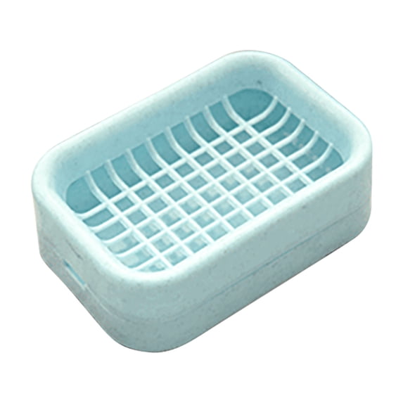 Double-Layer Bar Soap Holder Mesh Drain Soap Box for Shower Soap Dish with Drain Soap Saver Box Container Plastic Soap Dish for Home Bathroom Counter, Kitchen, Toilet, 1Pc(Blue,4.9x3.4x1.5")