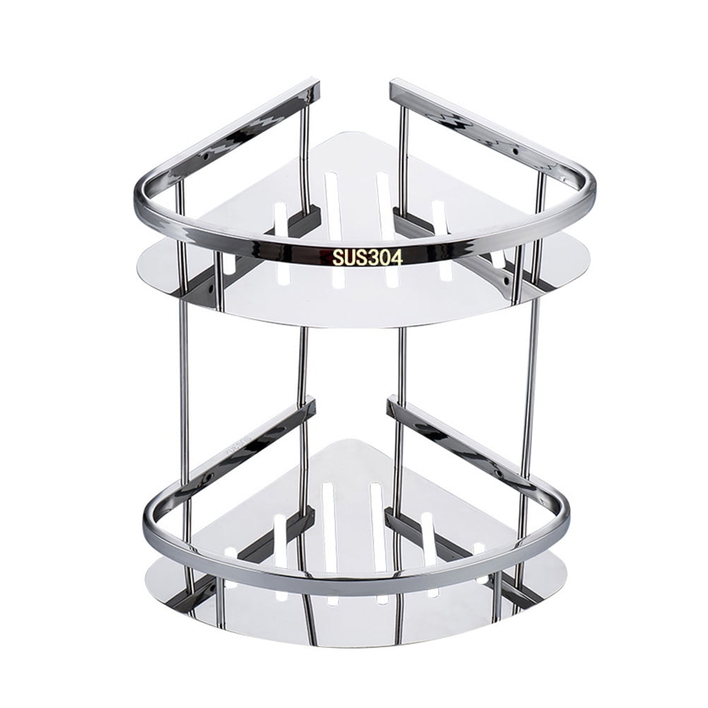 Double Layer Bathroom Shelf Stainless Steel Corner Shelf Triangle
