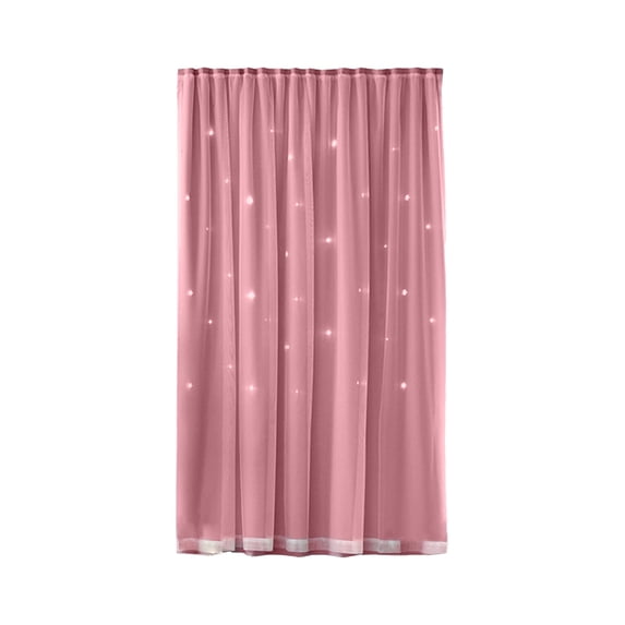 Double Layer Blackout Curtains, No Drilling Starry Sky Pattern Sheer and Blackout Thermal Insulated Window Curtains for Bedroom Living Room, 1 Panel