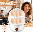 thumbnail image 1 of Double Layer Boiled Eggs Breakfast Maker, Automatic Electric Egg Cooker Steamer for 14 Eggs, Quick & Even Cooking for Hard Boiled Eggs, Durable Stainless Steel, Compact & Easy to Clean Design, 1 of 11
