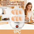 thumbnail image 1 of Double Layer Boiled Eggs Breakfast Maker, Electric Hard Boiled Egg Cooker with 14-Cup Capacity, Stainless Steel Construction for Easy Cleaning & Durability, 1 of 11