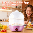 thumbnail image 1 of Double Layer Boiled Eggs Breakfast Maker, Electric Hard Boiled Egg Cooker with 14-Cup Capacity, Stainless Steel Construction for Easy Cleaning & Durability, 1 of 11