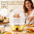 thumbnail image 1 of Double Layer Boiled Eggs Breakfast Maker, Smart Electric Egg Cooker with Large Capacity for 14 Eggs,for Hard Boiled Eggs & More, Stainless Steel Tray,Ideal for Family Breakfast,Healthy Eating, 1 of 11
