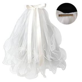Double Layer Bow Veil Hair Accessory, Compact Two Tier Veil with Statement Bow Detail for Event Styling, Decorative Photo Prop Adds a Playful Bridal Inspired Finish for Engagement, Proposal, Style F