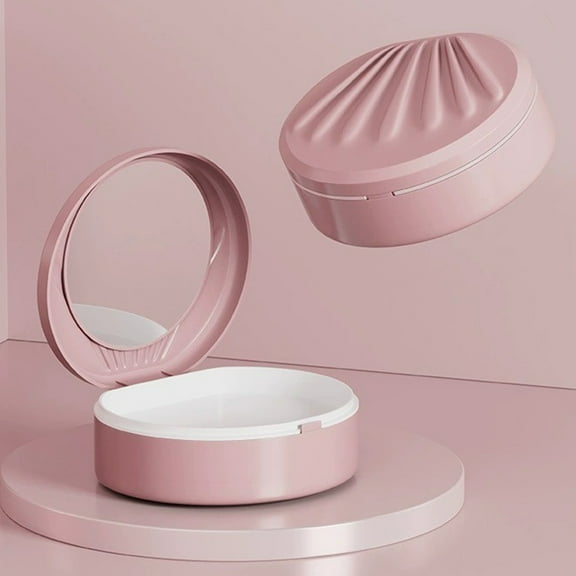 Double-Layer Braces Storage Box,Portable Retainer Case,Braces Organizer,Compact Storage Box,Teeth Retainer Storage,Drainage Design,Convenient Mirror,Durable Plastic Storage Box