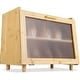 Double Layer Bread Box for Kitchen Counter, Large Capacity Bread Box, Bamboo Bread Storage Container, Farmhouse Bread Storage Bin with Acrylic Clear Window and Hinge Door