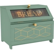 Double Layer Bread Box with Golden Trim for Kitchen Countertop, Wooden Bread Container for Kitchen Counter, Corner Bread Storage for Homemade Bread