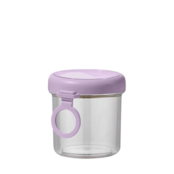 Double Layer Breakfast Cup with Lid and Spoon for Outdoor,On The Go Breakfast Cups with Lids and Spoon, Reusable Cereal Yogurt Cup with Topping Plastic Overnight Oats Container(Purple,1 Pcs)