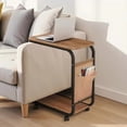 thumbnail image 1 of Double Layer C Shaped Side Table with Wheels, 360° Rotatable Mobile Sofa Bedside Table, Sturdy Metal Frame Space Saving Home Coffee Table, 1 of 9