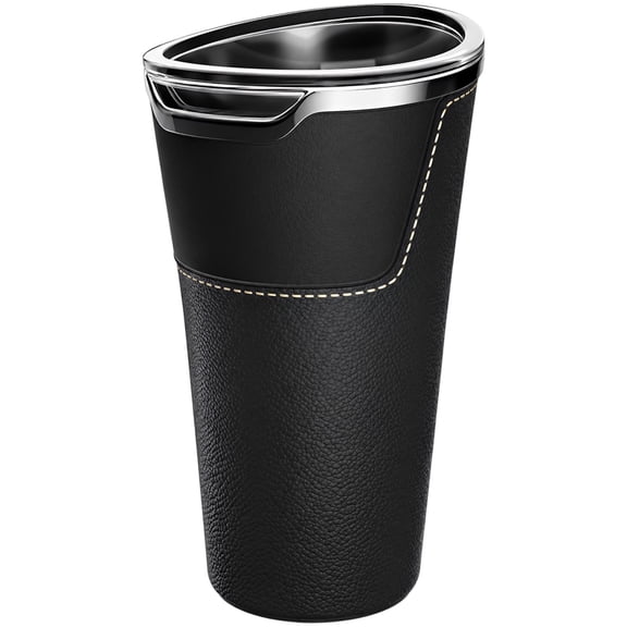 Double Layer Car Trash Can, Multi-functional Vehicle Organizer with Nappa Leather, Removable Inner Bin, Umbrella Storage, Cup Holder for Auto Mobiles, Compact Cars Durable & Easy Clean