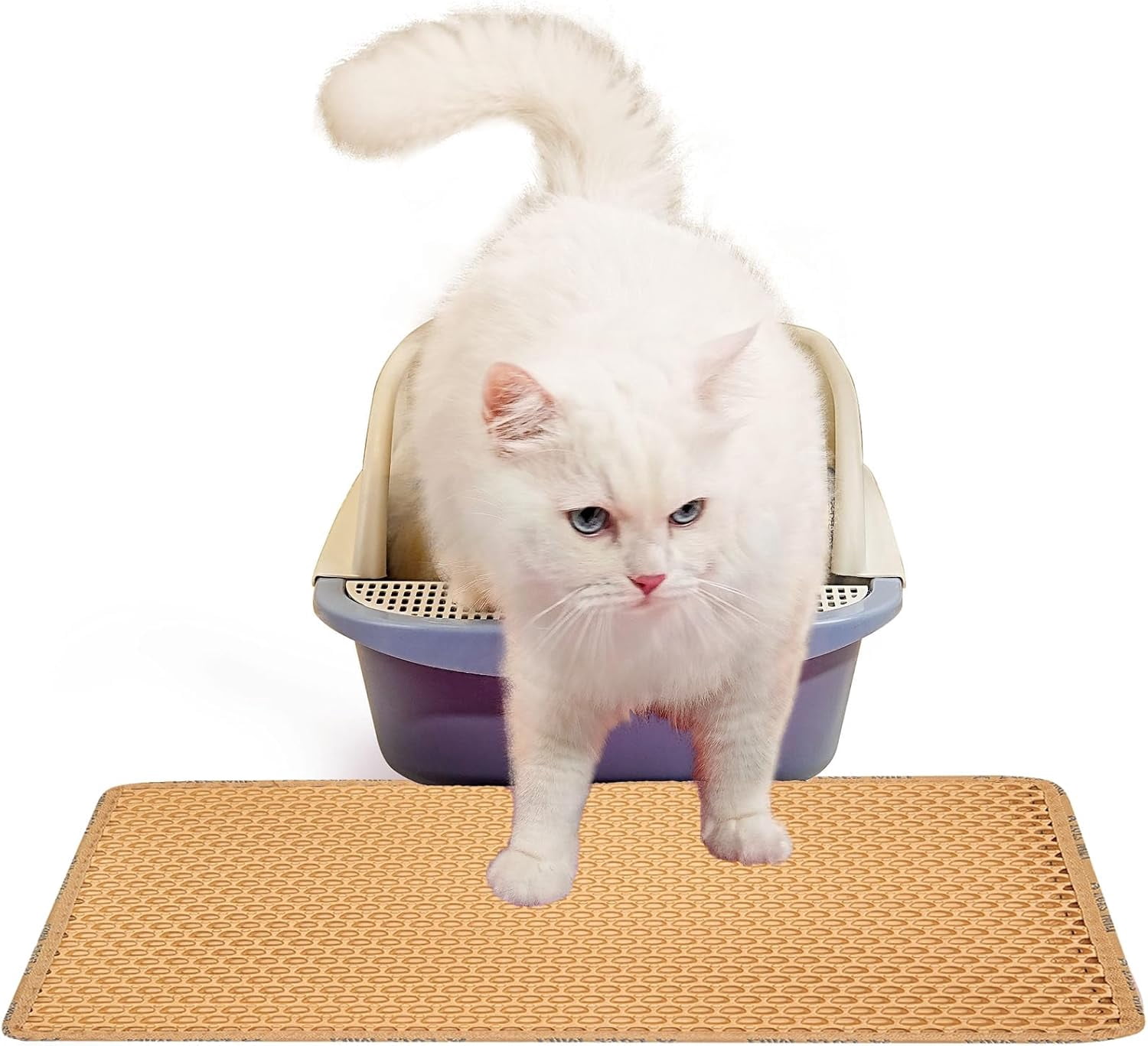 Double Layer Cat Litter Mat, Honeycomb Design, Urine Waterproof, Easy Clean
