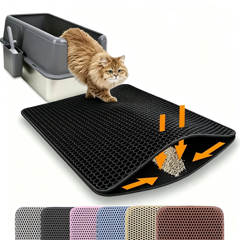 Litter Catching Rug Double Layer Cat Litter Mat, Waterproof Non-Slip Litter Trapping Mat ...