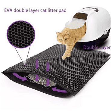 Double-Layer Cat Litter Mat with Waterproof Base, Anti-Slip, Easy to Clean