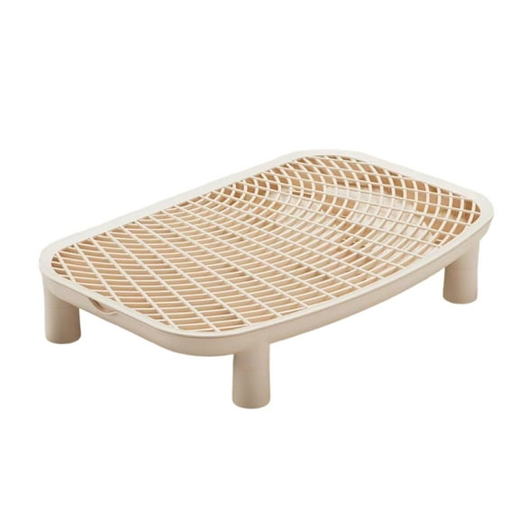 Double Layer Cat Litter Trapping Mat For Indoor Use 46X30Cm Anti Skid Pet Toilet Floor Mat With Sand Control Design For Litter Box Easy Clean Plastic Mat For Cats In Beige Color Beige