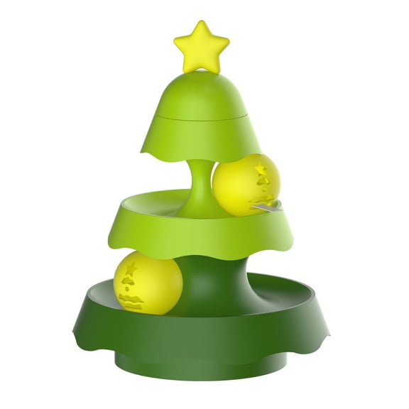 Double Layer Cats Track Disc Toy Cats Intelligence Amusements Christmas Tree Shape Track Toy Training Amusements Toy