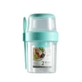 thumbnail image 1 of Double Layer Cereal and Milk Container - Portable Snack Cup for Hiking, Camping and RV Storage with Yogurt Compatibility - Cyan, 1 of 3