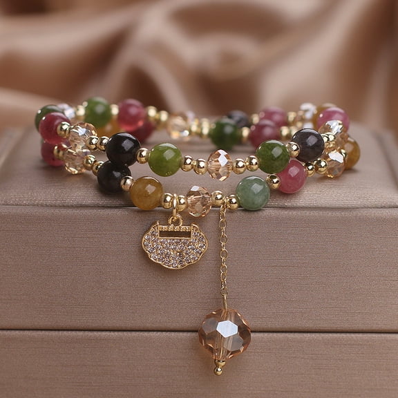 Double Layer Chinese Color Tourmaline Safety Lock Bracelet