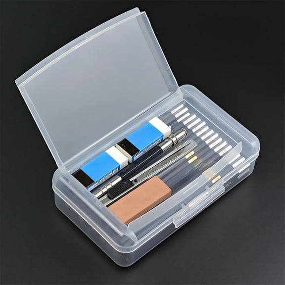 Double Layer Clear ABS Plastic Stationery Box Thickened Snap Closure Large Capacity Desktop Organizer for Art Student Office