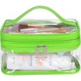 thumbnail image 1 of Double Layer Clear  Bag Makeup Bag,  Travel Toiletry Bag, Transparent PVC Pouch Organizer (Green), 1 of 6