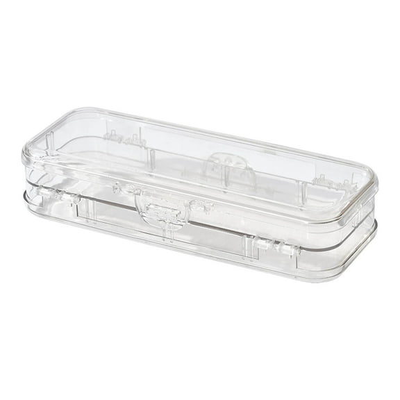 Double Layer Clear Plastic Pencil Box - W/4 Removable Ruler Dividers, Multi-Use Stationery Box for Pencils Erasers Clips  Clear 