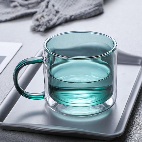 Double Layer Colored Borosilicate Glass Coffee Mug Hand Blown Insulated Cup for Hot and Cold Drinks