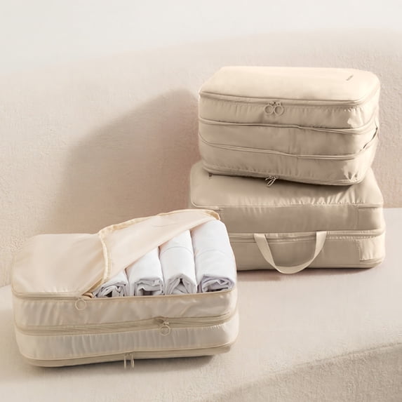 Double Layer Compression Storage Bag, Travel Clothes Organizer for Luggage, Portable Packing Cubes with Split Compartments, Efficient Space Saving Design