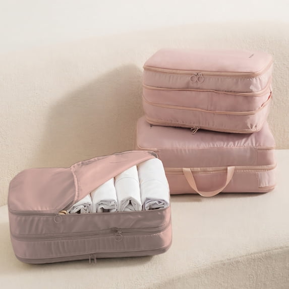 Double Layer Compression Storage Bag, Travel Clothes Organizer for Luggage, Portable Packing Cubes with Split Compartments, Efficient Space Saving Design