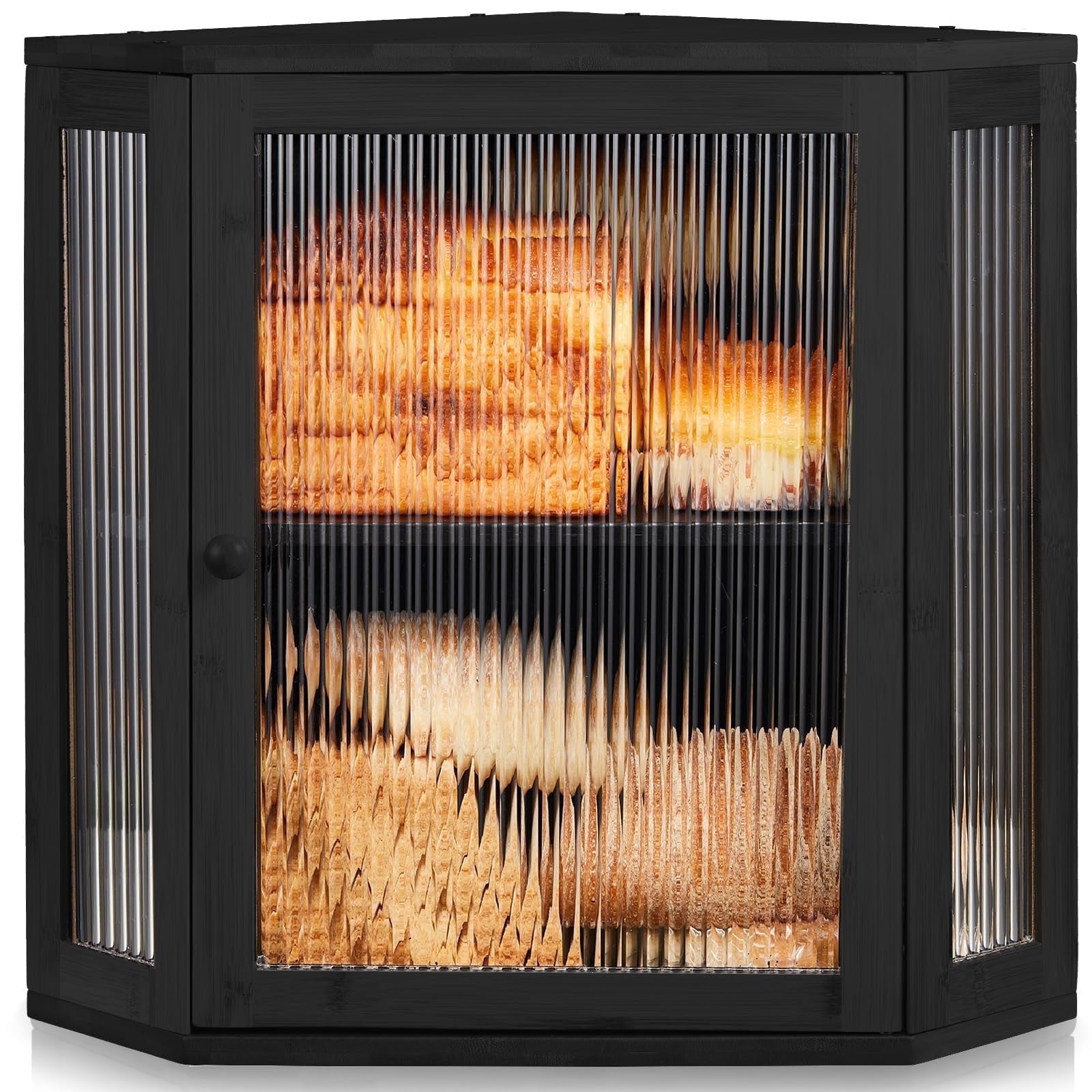HONGBAKE, Double Layer Corner Bread Box, Small Black Bamboo - Walmart.com