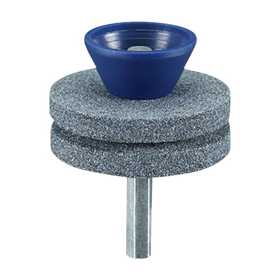 Double Layer Corundum Lawn Mower Blade Sharpener, Universal Wear Lawnmower Blade Sharpener for Any Power Drill/Hand Drill, Double-Layer Grindstones Easy to Use and Not Easy Damage(Gray)