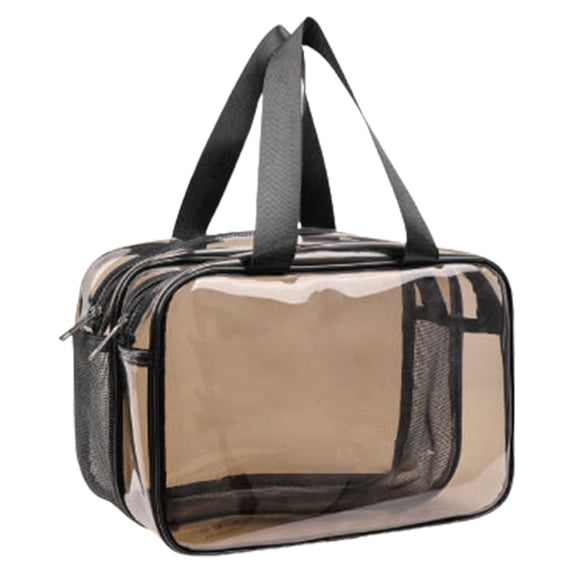 Double Layer Cosmetic Bag PVC Transparent Makeup Bags Waterproof Dry and Wet Separation Travel Toiletry Bag