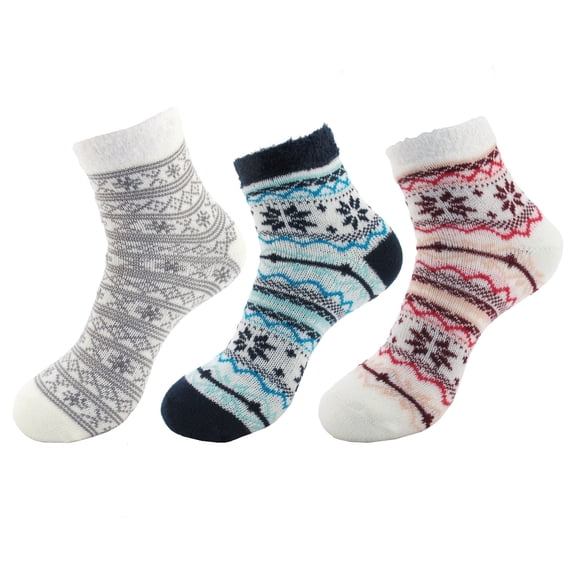 BambooMN Women's Double Layer Crew Socks - Assortment A - One Size - 3 Pairs