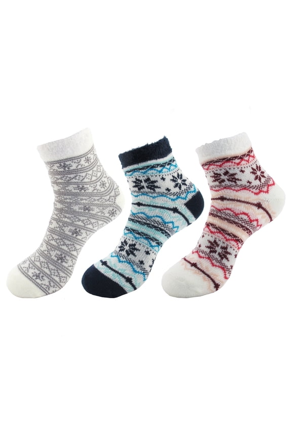 Women's Double Layer Crew Socks - Assortment A - One Size - 3 Pairs