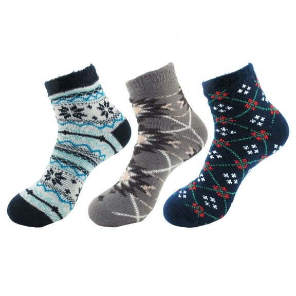 Double Layer Crew Socks - 3 Prs - Assortment D