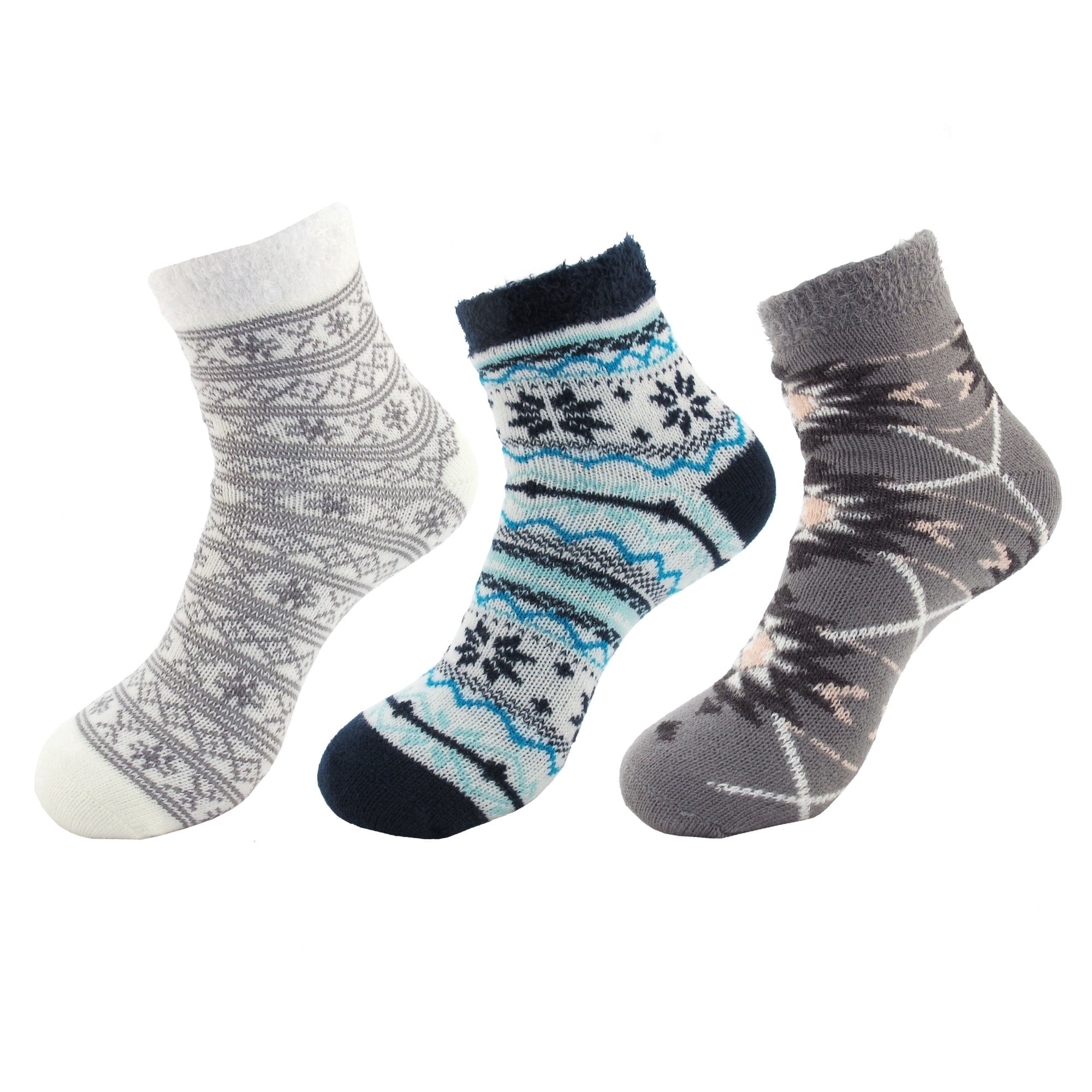BambooMN Women's Double Layer Crew Socks - Assortment E - One Size - 3 ...