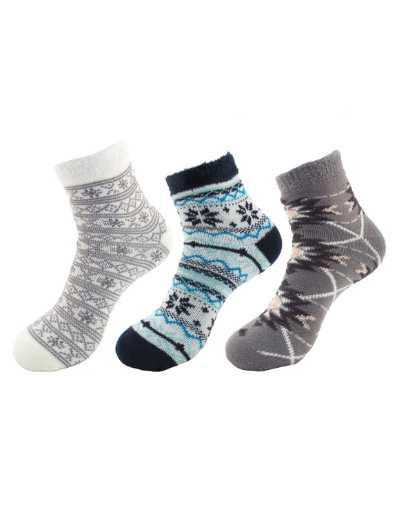 Women's Double Layer Crew Socks - Assortment E - One Size - 3 Pairs