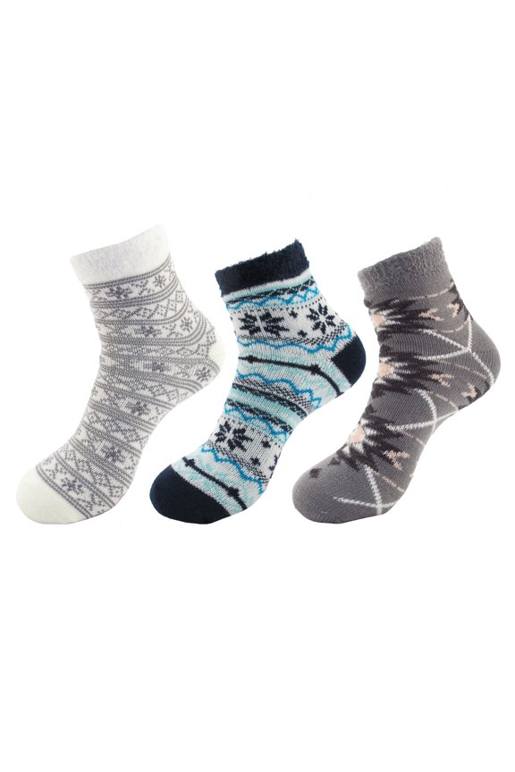 Women's Double Layer Crew Socks - Assortment E - One Size - 3 Pairs