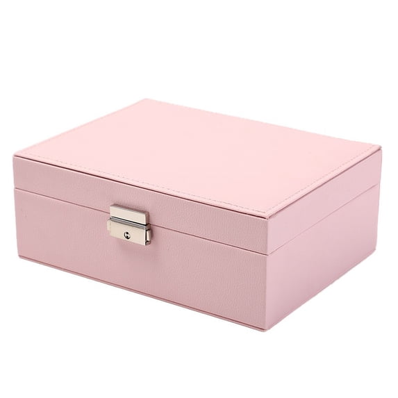 Double Layer Design Women's Jewelry Organizer Box - Premium Napa Leather, Large Capacity, Multiple Necklace Hooks Inside