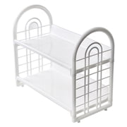 Double Layer Desktop Storage Rack, Desk Mini Bookshelf Organizer, 2 Tier Hollow Tabletop Shelf for Office Dormitory, Sturdy Plastic Desktop Storage Shelf, 1 Pcs, 12.59x6.59x11.22"