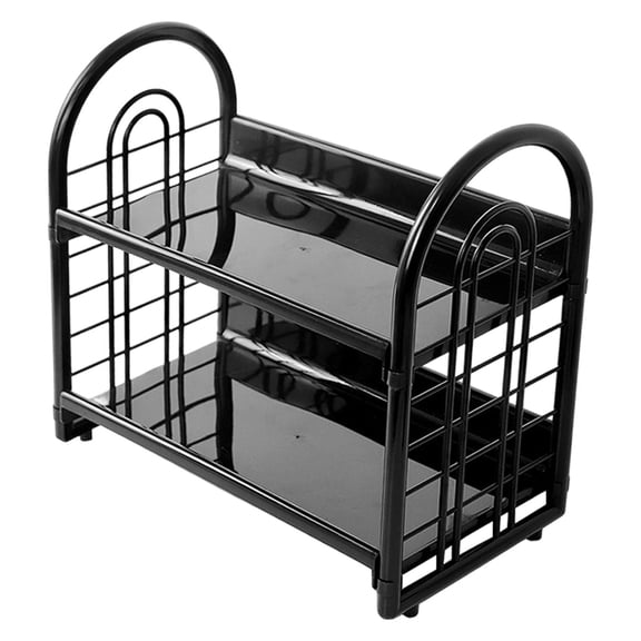 Double Layer Desktop Storage Rack, Desk Mini Bookshelf Organizer, 2 Tier Hollow Tabletop Shelf for Office Dormitory, Sturdy Plastic Desktop Storage Shelf, 1 Pcs, 12.59x6.59x11.22"