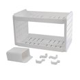 Double Layer Desktop Storage Rack Double Layer Hollow Shelf with Hooks