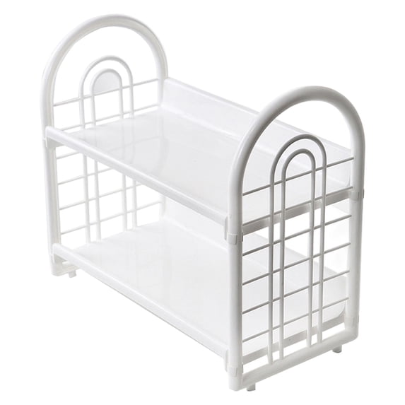 Double Layer Desktop Storage Rack, Ongmies 1Pc Desk Mini Bookshelf Organizer, 2-Tier Multifunctional Plastic Shelf Organizer for Office Kitchen Bedroom