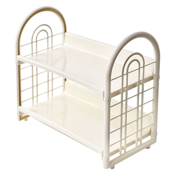 Double Layer Desktop Storage Rack, Ongmies 1Pc Desk Mini Bookshelf Organizer, 2-Tier Multifunctional Plastic Shelf Organizer for Office Kitchen Bedroom