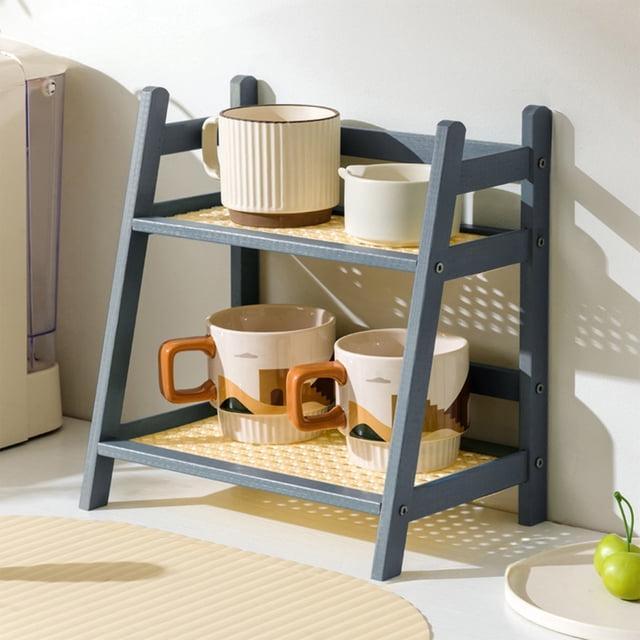 Double-Layer Desktop Storage Rack, Wooden Organizer Shelf for Cosmetics, Accessories & Small Items, Perfect for Dorm, Kitchen, Office & Home Desk Organization