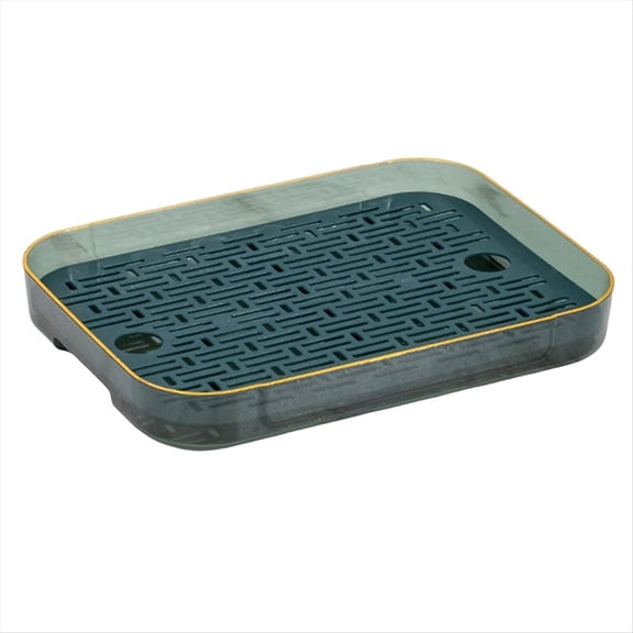 Double Layer Drain Tray,Tea Tray Fruit Tray,Simple Household Living Room Tray,Green & Transparent,1 * Drain Tray,Green & Transparent