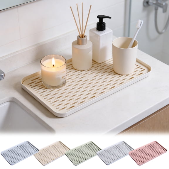 Double Layer Drainage Tray Multipurpose Drying Mat - Plastic Countertop Drainer Rack, Tea Cup Dish Organizer, Fruit Rinse Holder, Easy Clean Kitchen Accessory
