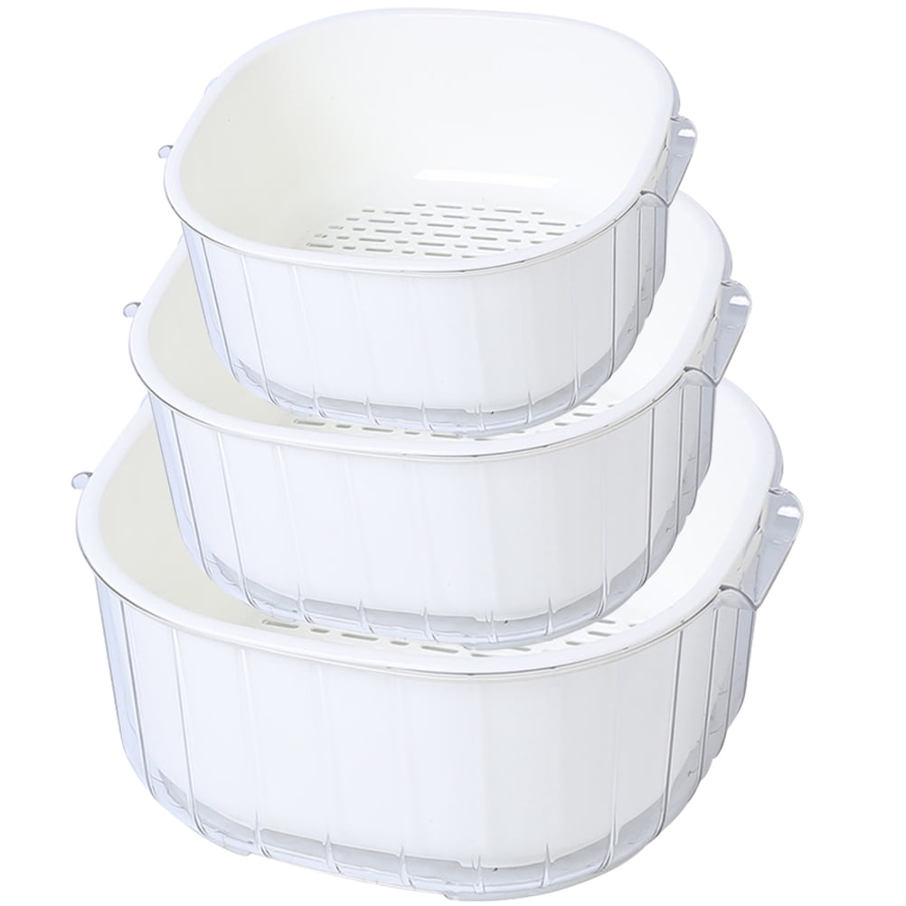 Double Layer Drainer Basket Veggie Wash Vegetable Washing Berry Baskets