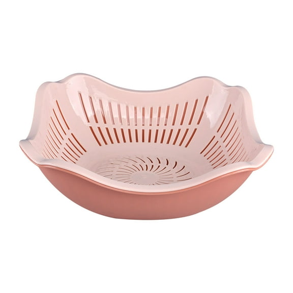 Double Layer Draining Basket | Fruit and Vegetable Wash Basin with Lid | Kitchen Sink Colander for Washing Produce | Plastic Storage Container for Kitchen Counter