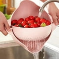 thumbnail image 1 of Double Layer Draining Basket, Rotating Vegetable Washing Strainer, 2 in 1 Kitchen Colander with Bowl, Fruit Washing Drainer for Home, Rice Rinsing Basin, Space-Saving Kitchen Gadgets, 1 of 7