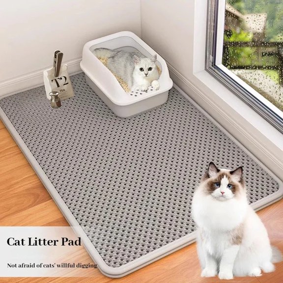 Double Layer EVA Cat Litter Mat, Large Hole Anti-Slip Kitty Litter Trapping Mat, Washable Sand Filter Pad for Cat Litter Box, Cat Accessories
